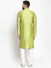 Men Light-Green & Golden Self Design Kurta with Churidar ( JOKP 590 Light-Green )-JOKP-590