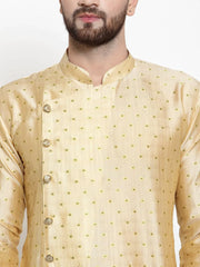 Men Mustard & Golden Self Design Kurta with Churidar ( JOKP 590 Mustard )-JOKP-590
