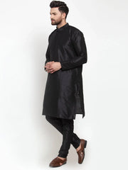 Men Black Solid Kurta with Churidar ( JOKP 591 Black )-JOKP-591