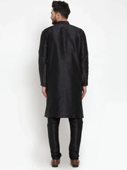 Men Black Solid Kurta with Churidar ( JOKP 591 Black )-JOKP-591