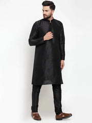 Men Black Solid Kurta with Churidar ( JOKP 591 Black )-JOKP-591
