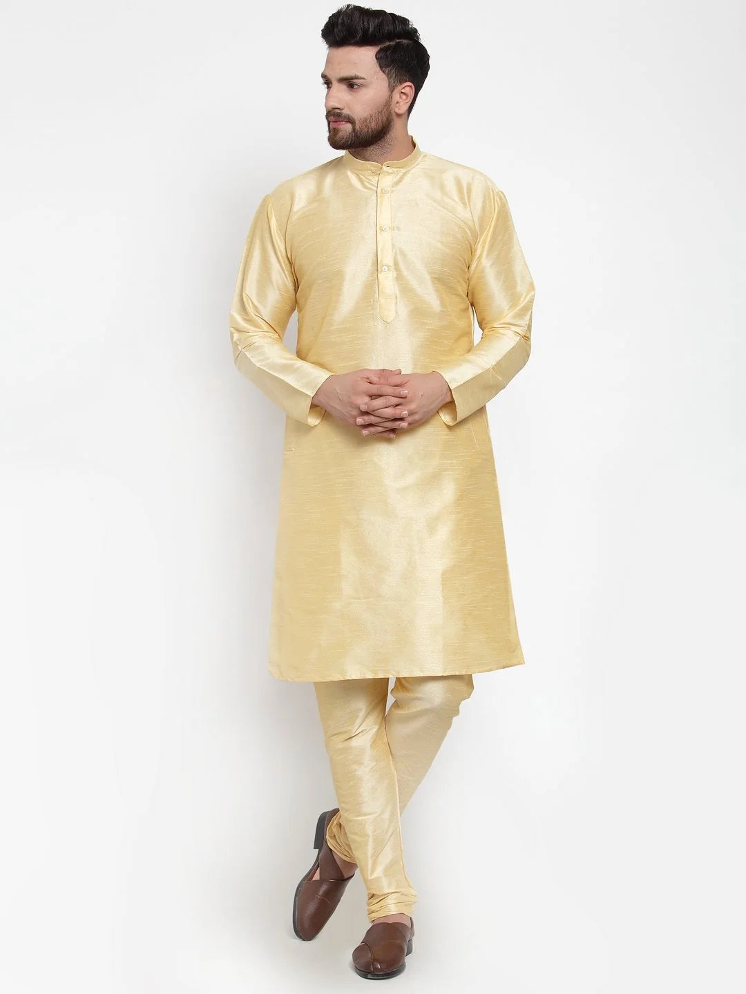 Men's Golden Silk Kurta Only | Indian Kurta for Men
