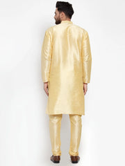 Men Golden Solid Kurta Only