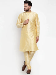 Men Golden Solid Kurta with Churidar ( JOKP 591 Golden )-JOKP-591