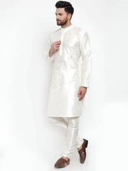 Men White Solid Kurta with Churidar ( JOKP 591 White )-JOKP-591