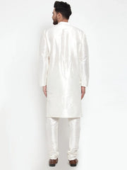Men White Solid Kurta with Churidar ( JOKP 591 White )-JOKP-591
