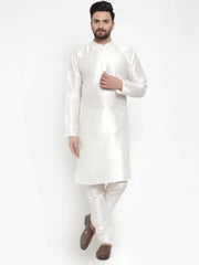 Men White Solid Kurta with Churidar ( JOKP 591 White )-JOKP-591
