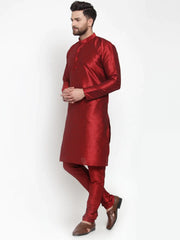 Men Maroon Solid Kurta with Churidar ( JOKP 591 Maroon )-JOKP-591