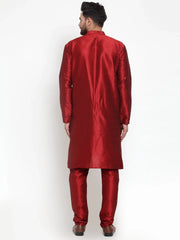 Men Maroon Solid Kurta with Churidar ( JOKP 591 Maroon )-JOKP-591