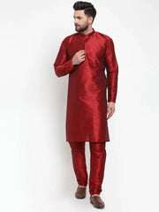 Men Maroon Solid Kurta with Churidar ( JOKP 591 Maroon )-JOKP-591