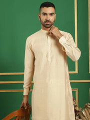 Solid Silk Blend Kurta with Churidar-JOKP-592Beige