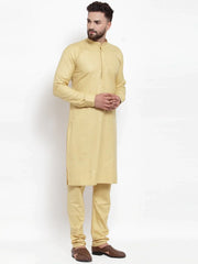 Men Beige Solid Kurta with Churidar ( JOKP 592 Beige )-JOKP-592