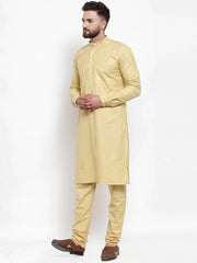 Men Beige Solid Kurta with Churidar ( JOKP 592 Beige )-JOKP-592