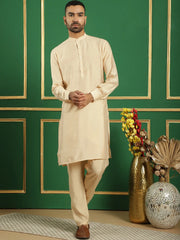 Solid Silk Blend Kurta with Churidar-JOKP-592Beige