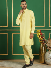 Solid Silk Blend Kurta with Churidar-JOKP-592Lemon