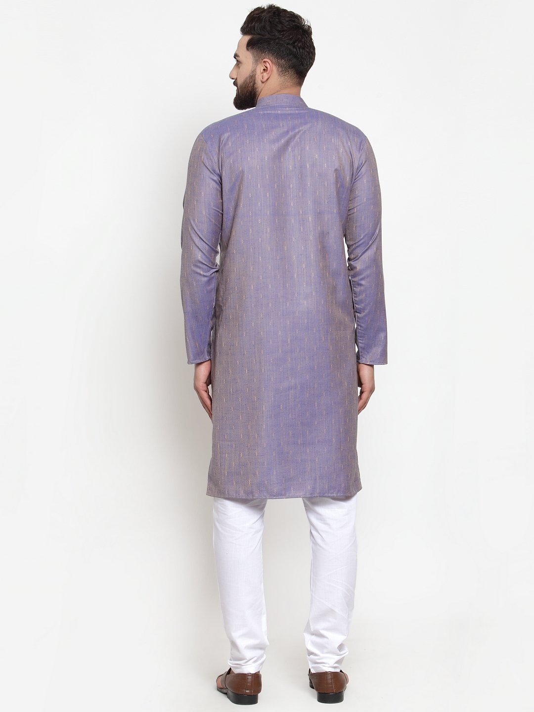 Blue & White Mens Kurta - Cotton Indian Kurta for Men