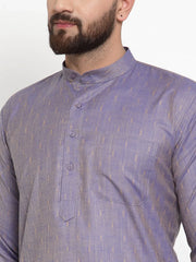 Men Blue & White Self Design Kurta with Churidar ( JOKP 601 Blue )-JOKP-601