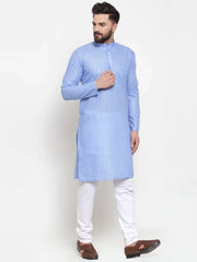 Men Blue Self-design Kurta with Churidar ( JOKP 605 Blue )-JOKP-605
