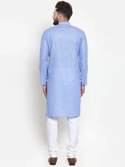 Men Blue Self-design Kurta with Churidar ( JOKP 605 Blue )-JOKP-605