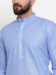 Men Blue Self-design Kurta with Churidar ( JOKP 605 Blue )-JOKP-605