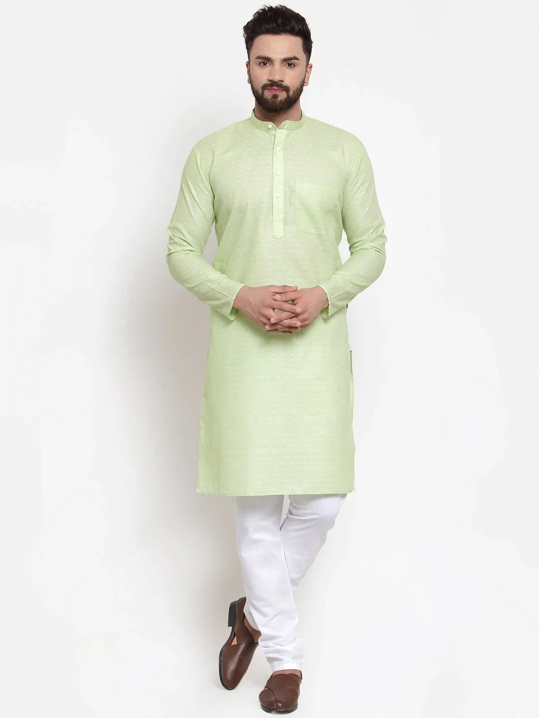 Green Cotton Kurta Pajama Set - Mens Kurta Pajama