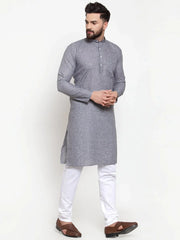 Men Grey Self-design Kurta with Churidar ( JOKP 605 Grey )-JOKP-605