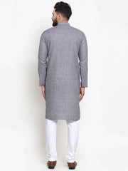 Men Grey Self-design Kurta with Churidar ( JOKP 605 Grey )-JOKP-605