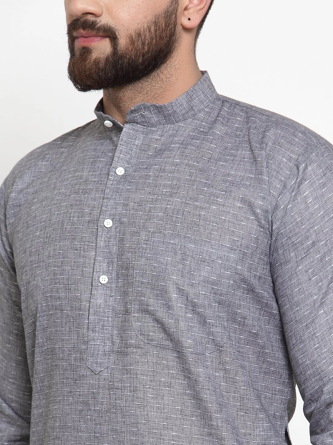 Grey Cotton Kurta Pajama Set - Mens Kurta Pajama