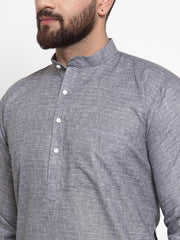 Men Grey Self-design Kurta with Churidar ( JOKP 605 Grey )-JOKP-605