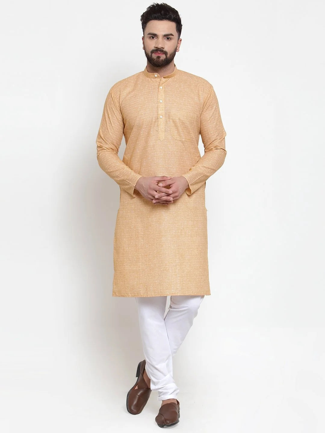 Orange Self-Design Men's Kurta | Stylish Indian Kurta