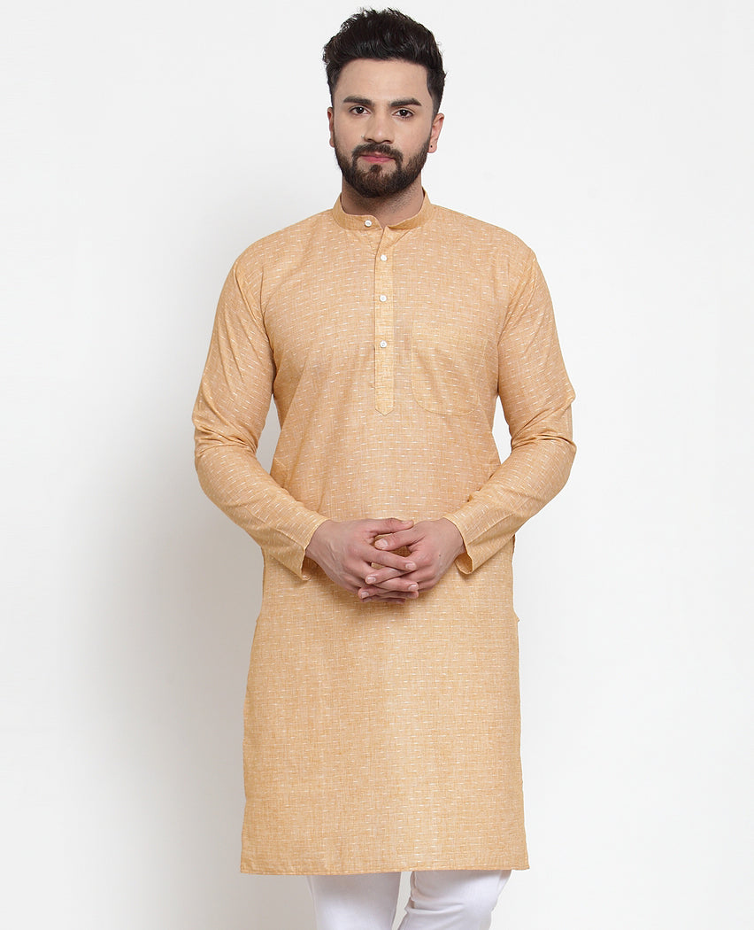 Orange Self-Design Men's Kurta | Stylish Indian Kurta