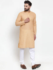 Men Orange Self-design Kurta Only