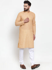 Men Orange Self-design Kurta Only