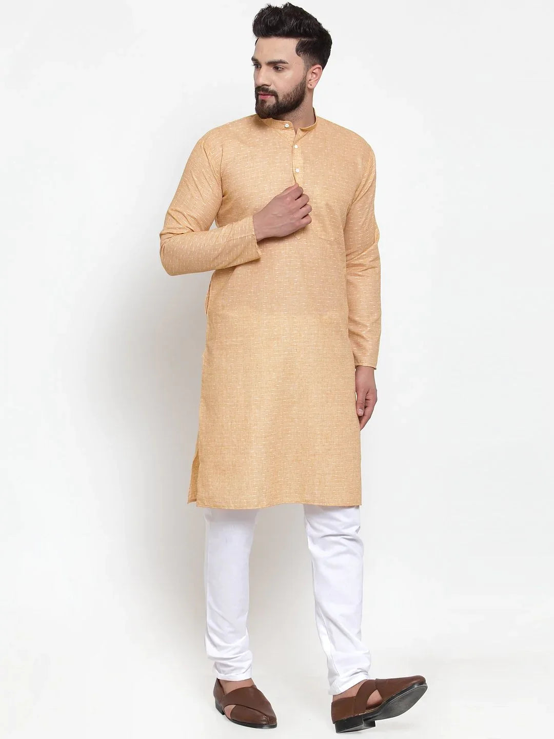 Orange Cotton Kurta Pajama Set - Mens Kurta Pajama