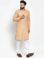 Men Orange Self-design Kurta with Churidar ( JOKP 605 Orange )-JOKP-605