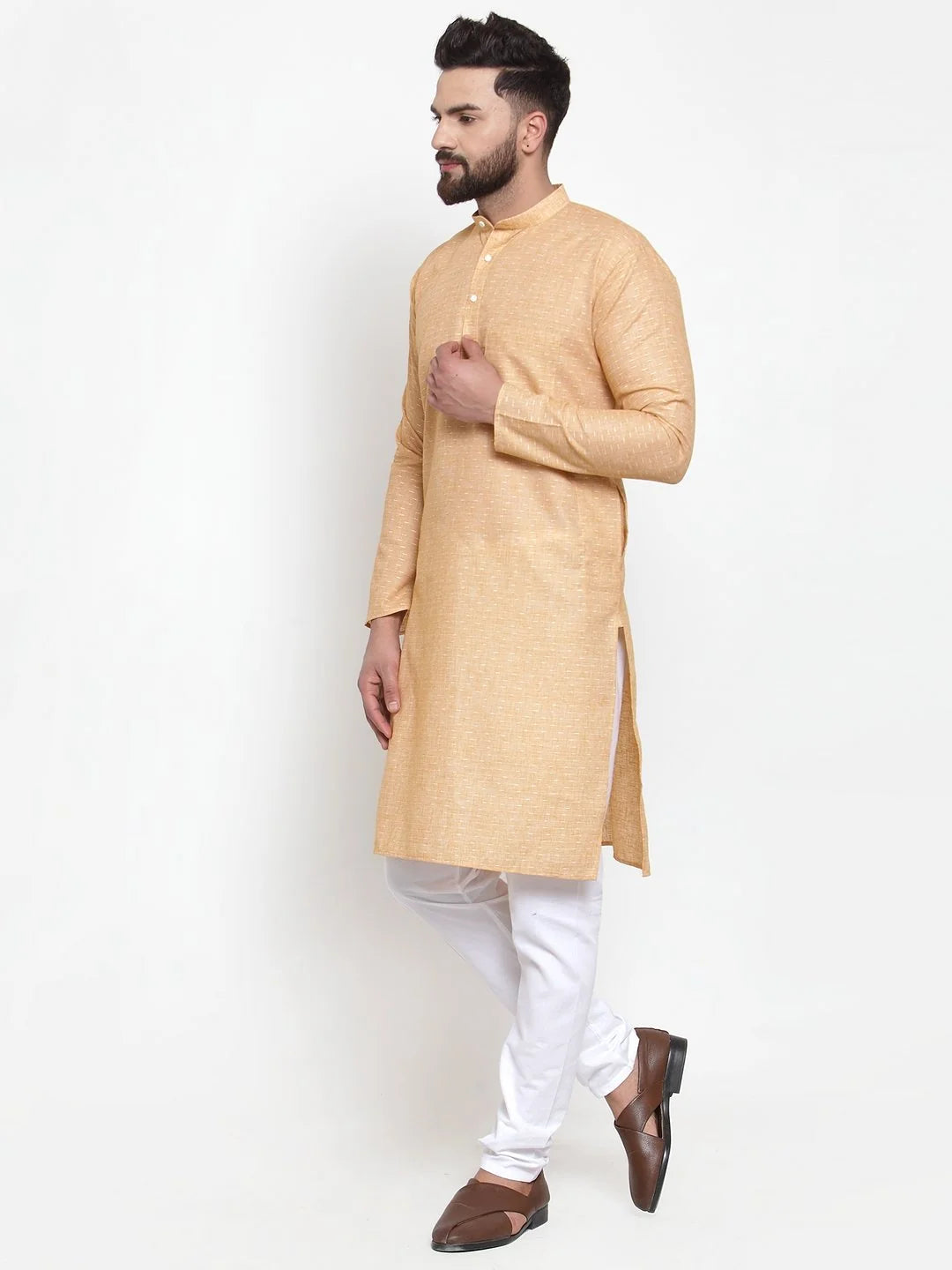 Orange Self-Design Men's Kurta | Stylish Indian Kurta