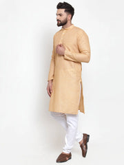 Men Orange Self-design Kurta Only