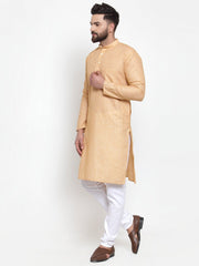 Men Orange Self-design Kurta Only