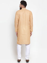 Men Orange Self-design Kurta Only