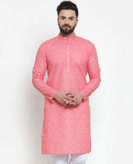 Men Pink Self-design Kurta Only