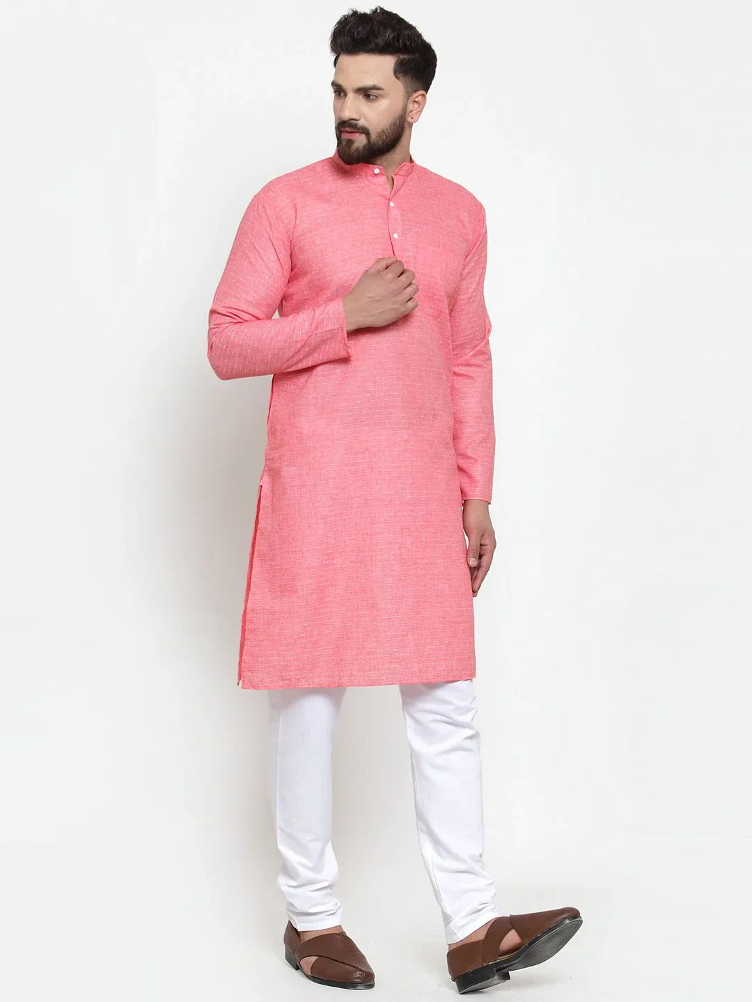 Pink Cotton Kurta Pajama Set - Mens Kurta Pajama