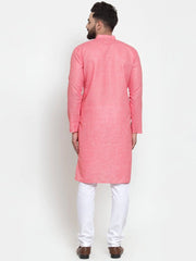 Men Pink Self-design Kurta Only