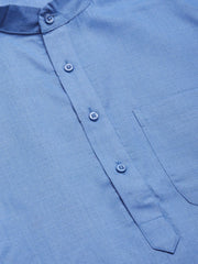 Men's Blue Cotton Solid Kurta Only
