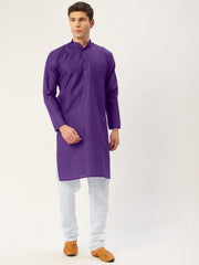 Men's Purple Cotton Solid Kurta Only