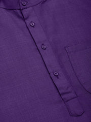 Men's Purple Cotton Solid Kurta Pyjama