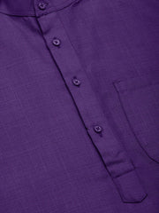 Men's Purple Cotton Solid Kurta Only