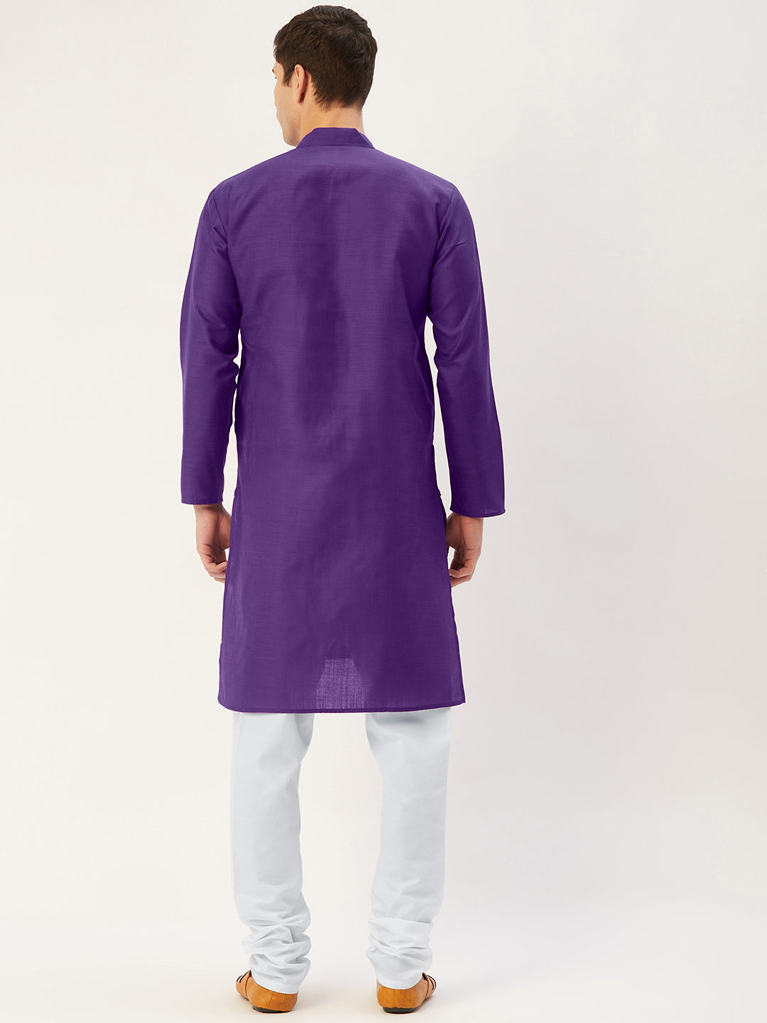 Purple Cotton Mens Kurta Pajama Set | Solid Pathani Style