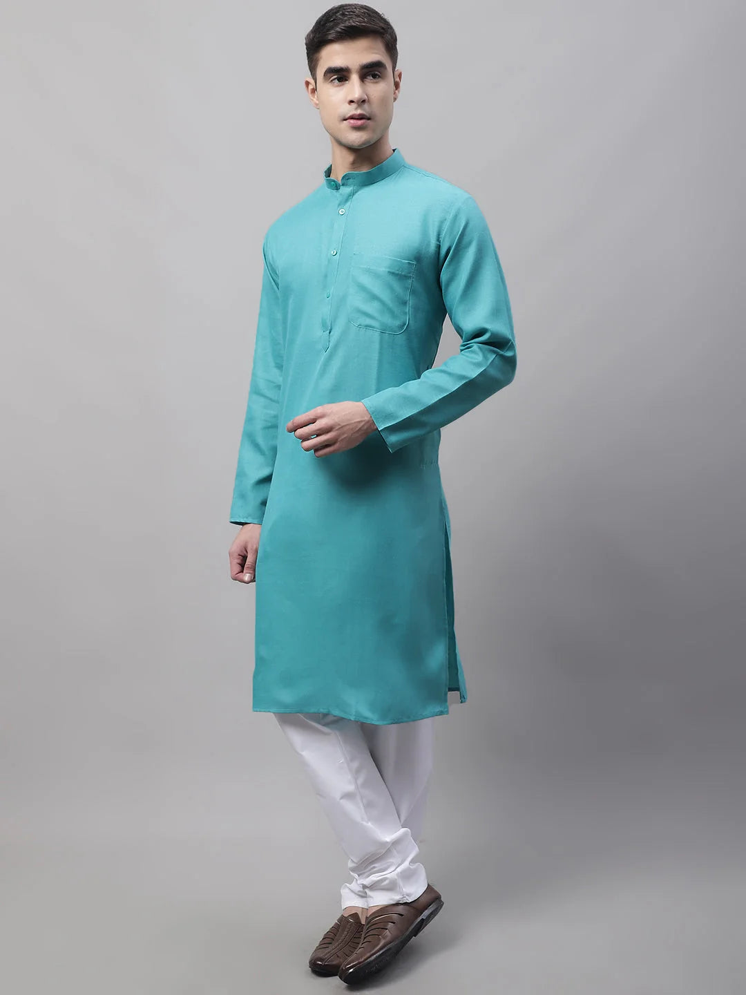 Cotton Solid Kurta Pajama Set for Men - JOKP-611 Style