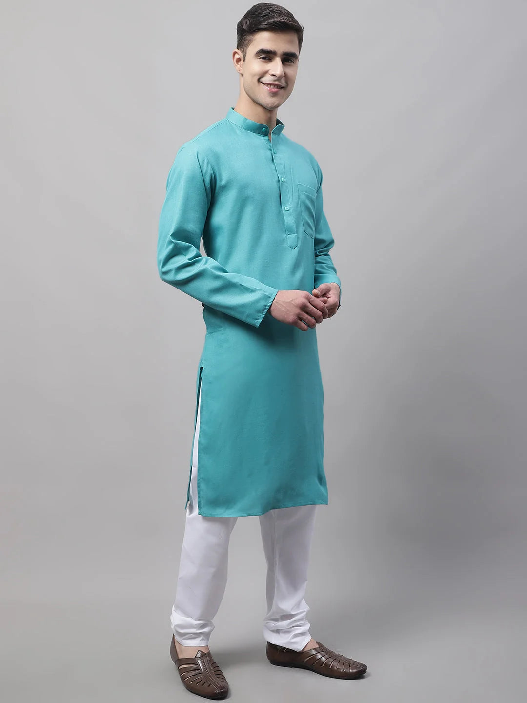 Cotton Solid Kurta Pajama Set for Men - JOKP-611 Style