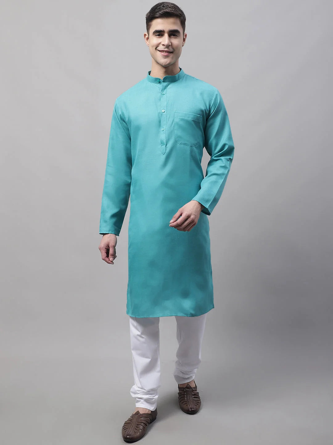Cotton Solid Kurta Pajama Set for Men - JOKP-611 Style